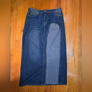 High Slit Jean Skirt